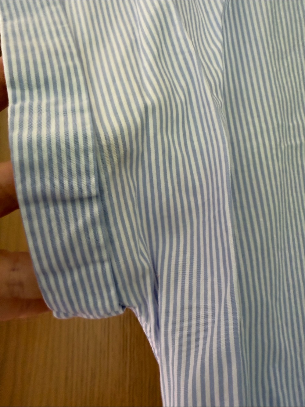 Frette Light Blue Pinstripe Button-Front Nightshirt with Lace Applique / large - Picture 3 of 13